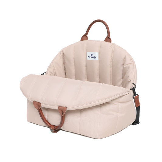 Car seat for dogs, beige color