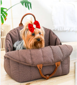 Car seat for dogs, brown color